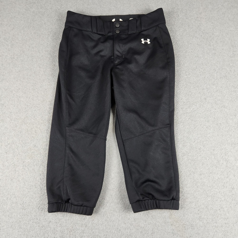 Under Armour Utility Softball Pants Boys Small Black Cropped Knicker Athletic